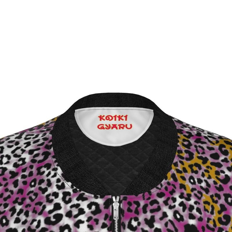 Multi Colour Leopard Print Bomber Jacket - Koiki Gyaru - Ladies Bomber Jacket -