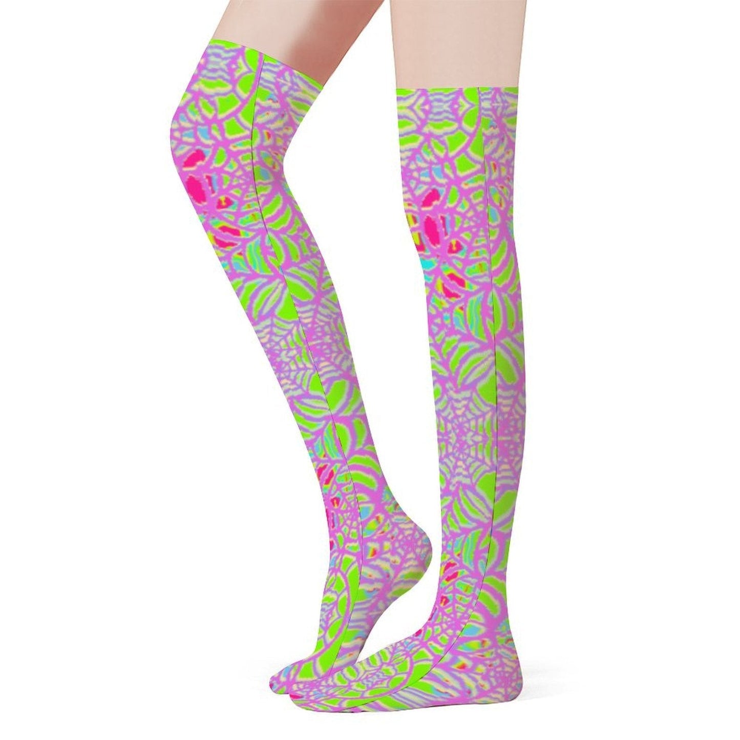 Neon Webs Trendy Stockings (Long) - Koiki Gyaru - Accessory -