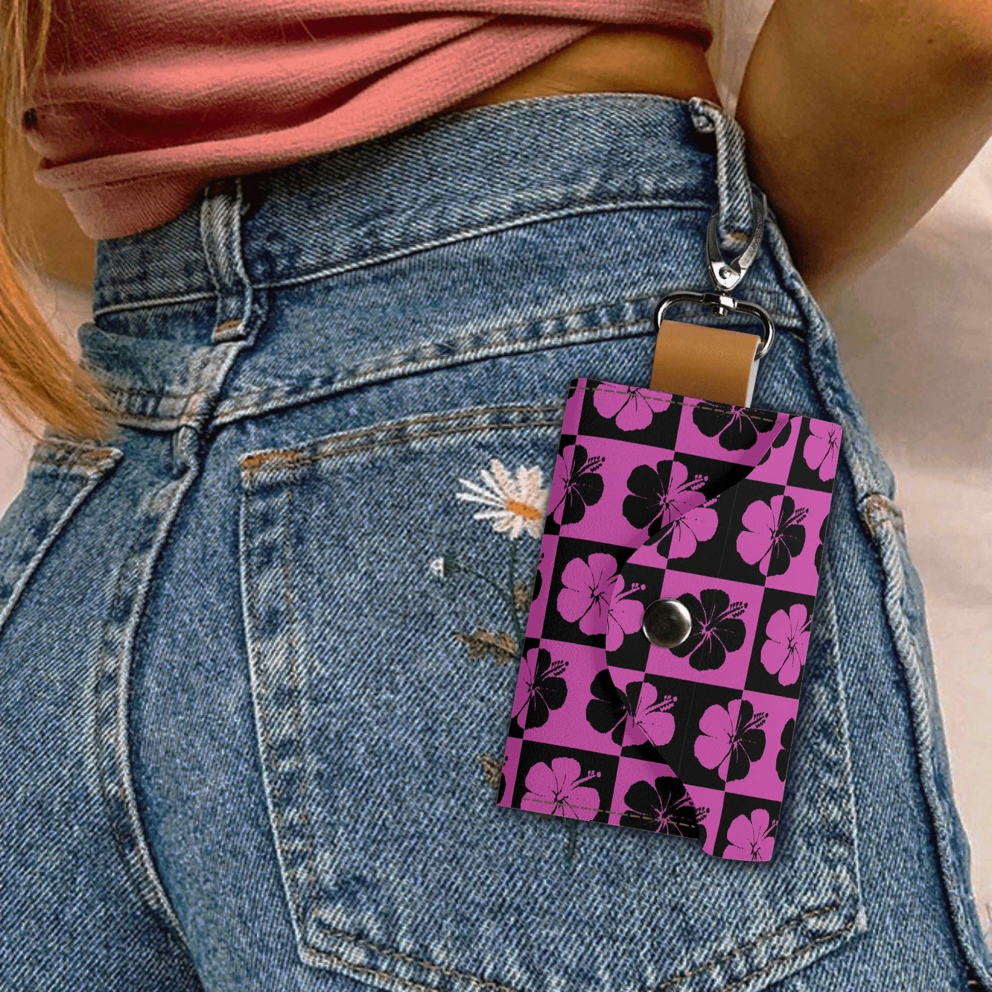 Alba Hibiscus Faux Leather Keychain Purse - Koiki Gyaru - Purse - 