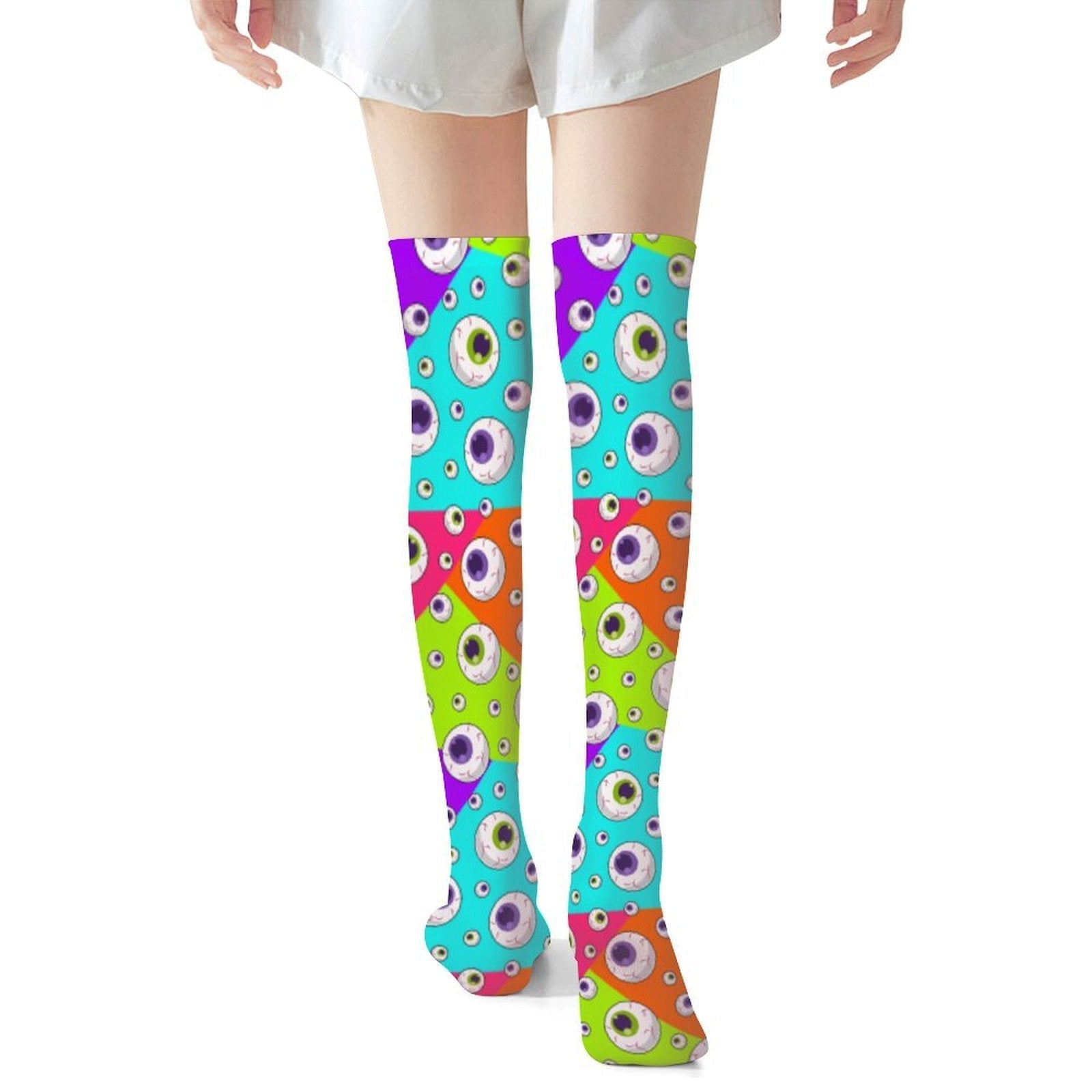 Bold Eyeballs Trendy Stockings (Long) - Koiki Gyaru - Accessory - 
