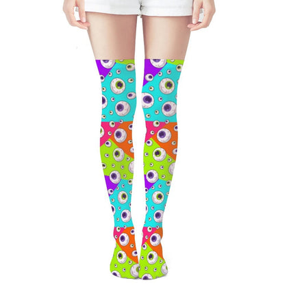 Bold Eyeballs Trendy Stockings (Long) - Koiki Gyaru - Accessory - 