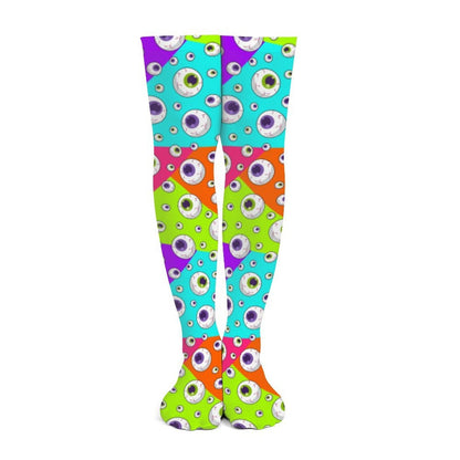Bold Eyeballs Trendy Stockings (Long) - Koiki Gyaru - Accessory - 