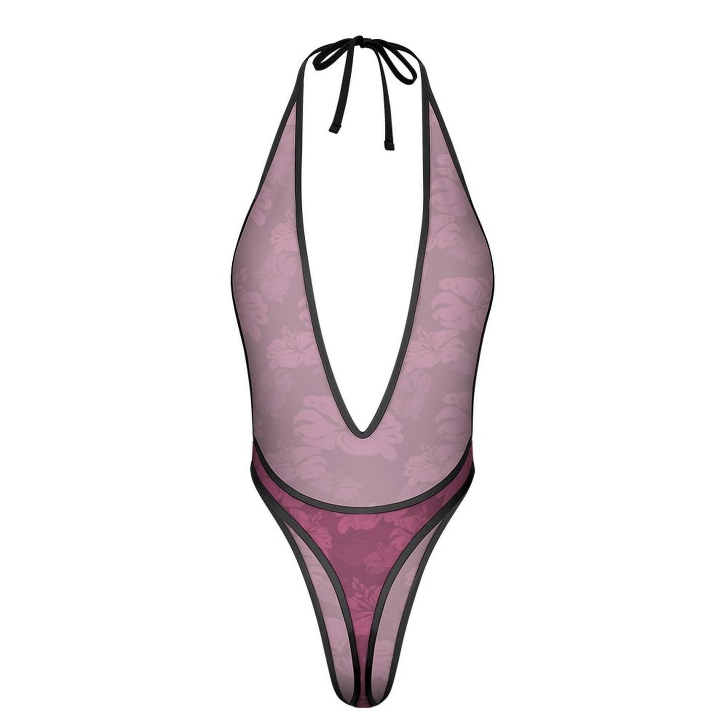 Dusky Pink Sexy Deep - V One - Piece Underwear - Koiki Gyaru - Lingerie - 