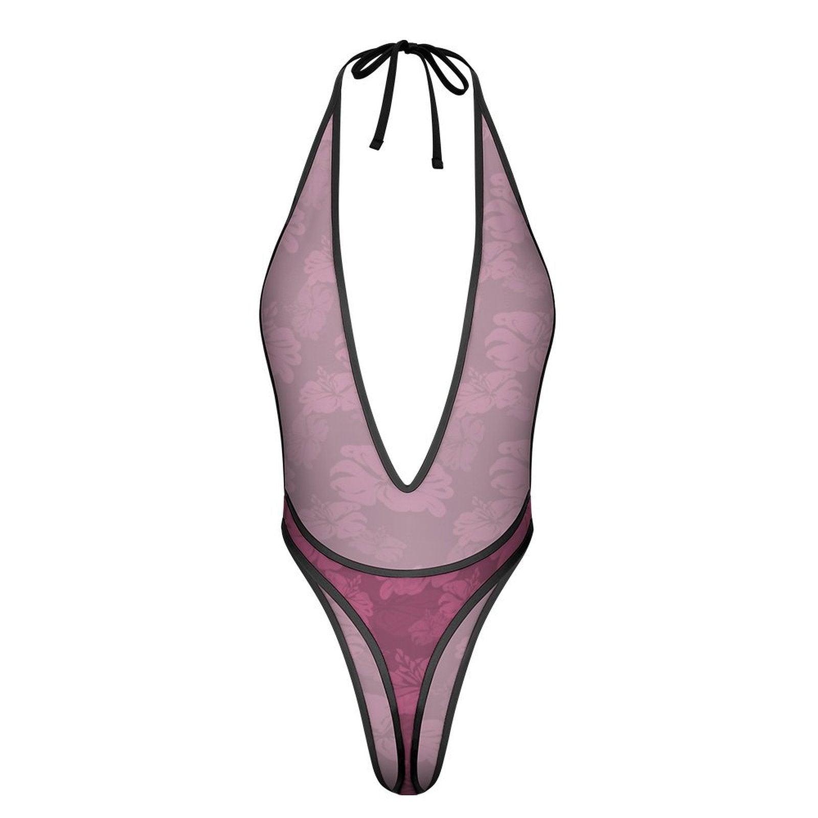 Dusky Pink Sexy Deep - V One - Piece Underwear - Koiki Gyaru - Lingerie - 