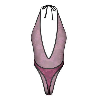 Dusky Pink Sexy Deep - V One - Piece Underwear - Koiki Gyaru - Lingerie - 