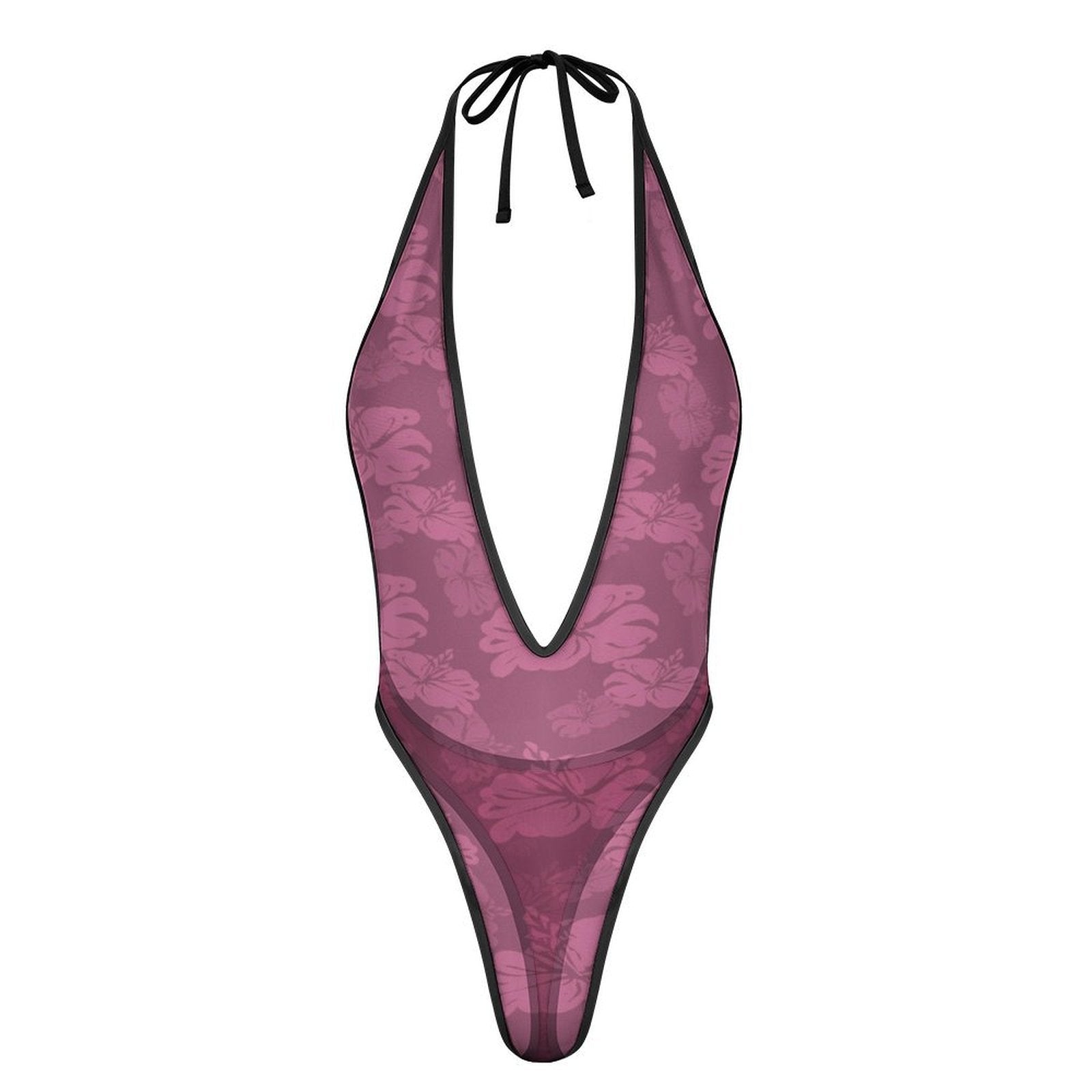 Dusky Pink Sexy Deep - V One - Piece Underwear - Koiki Gyaru - Lingerie - 