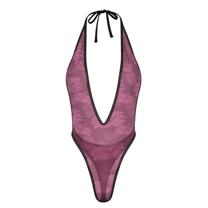 Dusky Pink Sexy Deep - V One - Piece Underwear - Koiki Gyaru - Lingerie - 