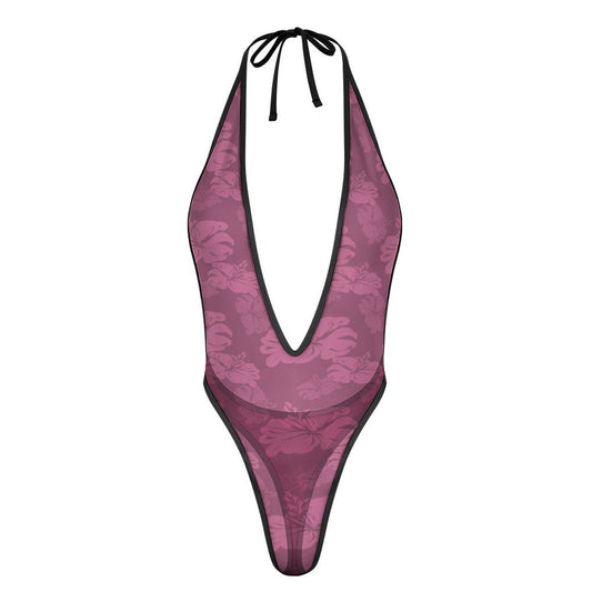 Dusky Pink Sexy Deep - V One - Piece Underwear - Koiki Gyaru - Lingerie - 