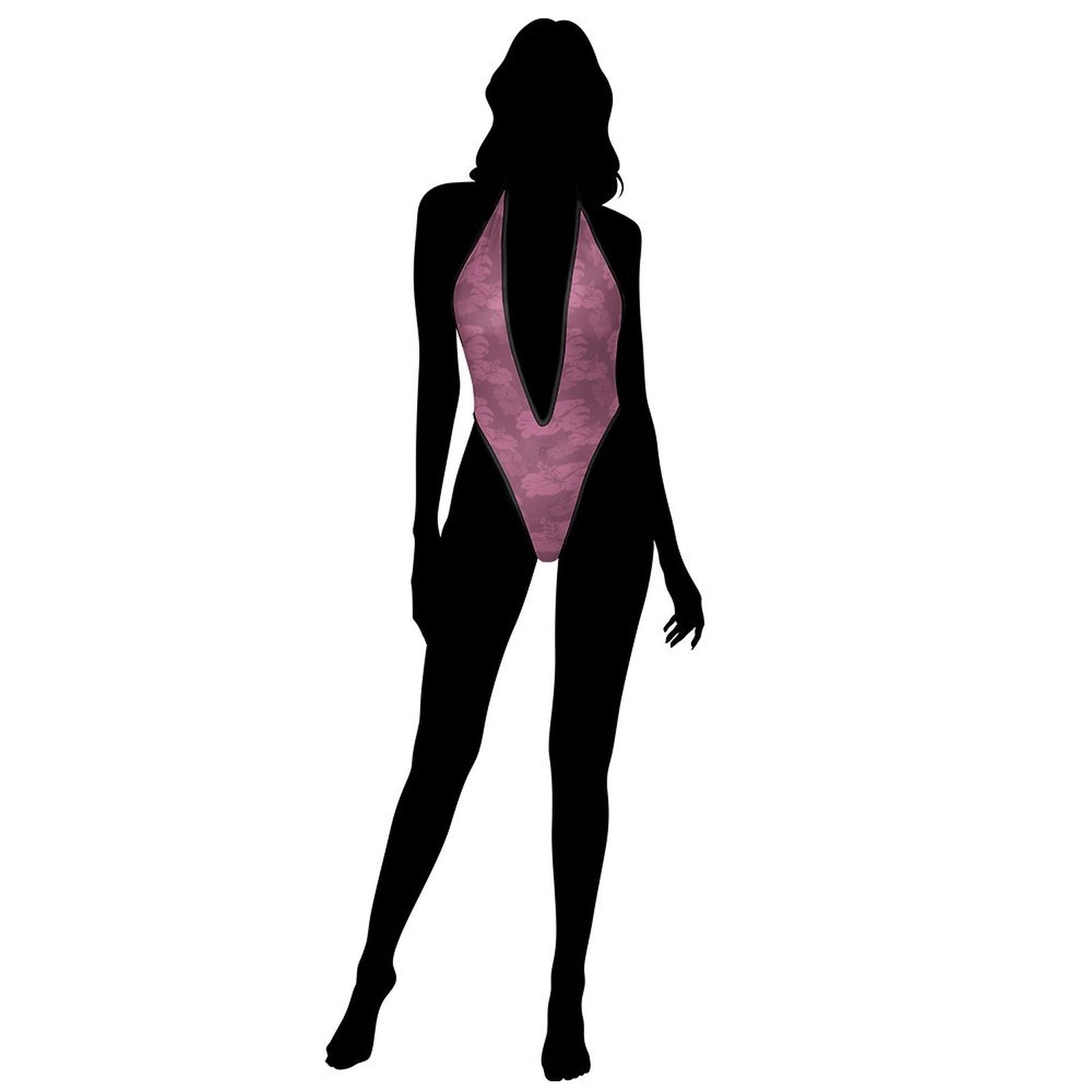 Dusky Pink Sexy Deep - V One - Piece Underwear - Koiki Gyaru - Lingerie - 