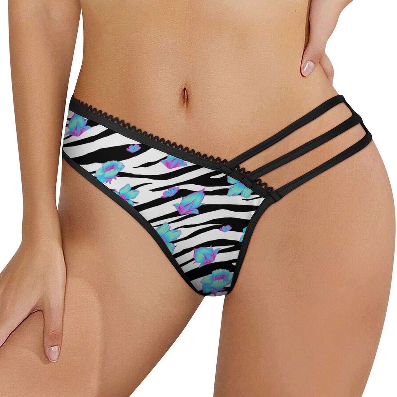 Floral Snow Tiger Sexy Thong - Koiki Gyaru - Underwear - 