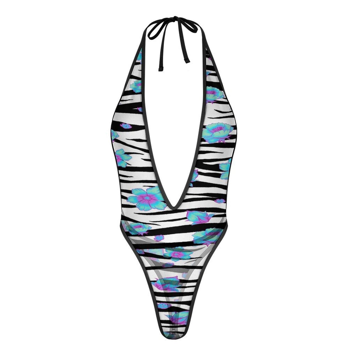 Floral Snow Tiger Women's Sexy Deep - V One - Piece Underwear - Koiki Gyaru - Underwear - 