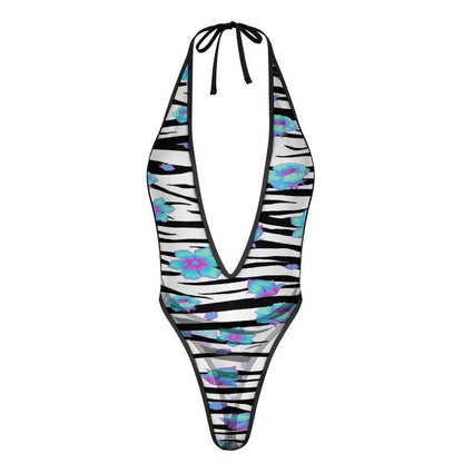 Floral Snow Tiger Women's Sexy Deep - V One - Piece Underwear - Koiki Gyaru - Underwear - 