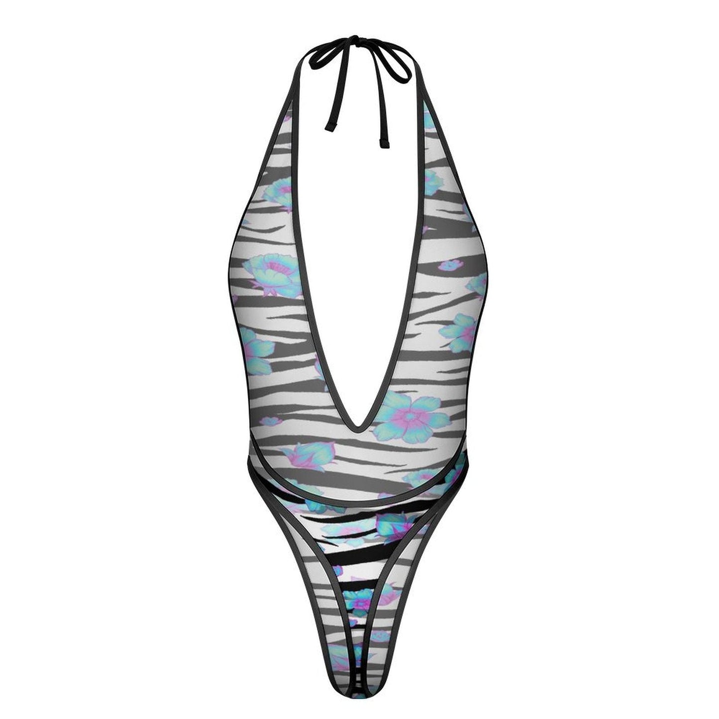 Floral Snow Tiger Women's Sexy Deep - V One - Piece Underwear - Koiki Gyaru - Underwear - 