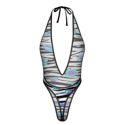 Floral Snow Tiger Women's Sexy Deep - V One - Piece Underwear - Koiki Gyaru - Underwear - 