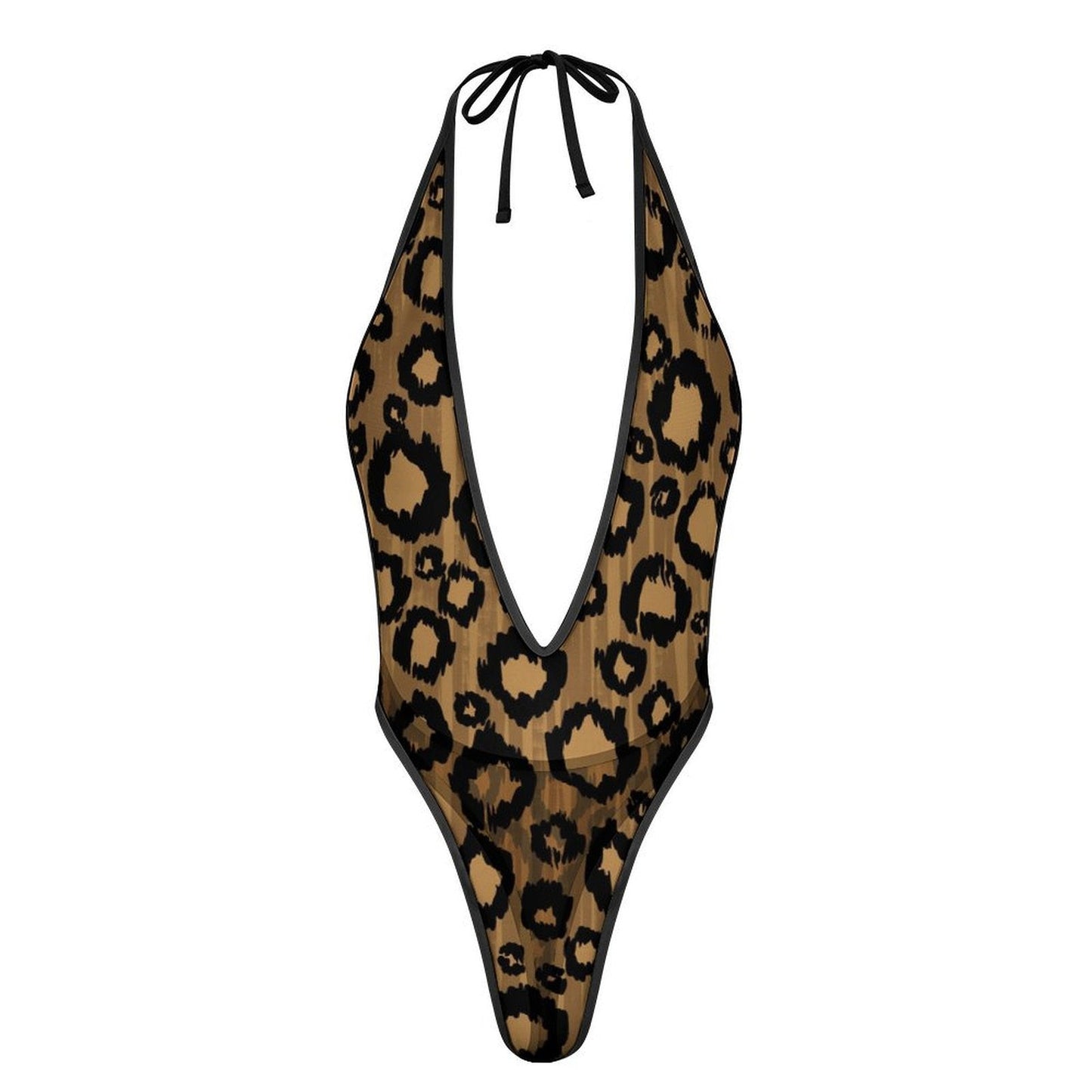 Golden Leopard Sexy Deep - V One - Piece Underwear - Koiki Gyaru - Bodysuit - 