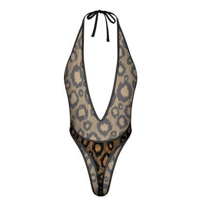 Golden Leopard Sexy Deep - V One - Piece Underwear - Koiki Gyaru - Bodysuit - 
