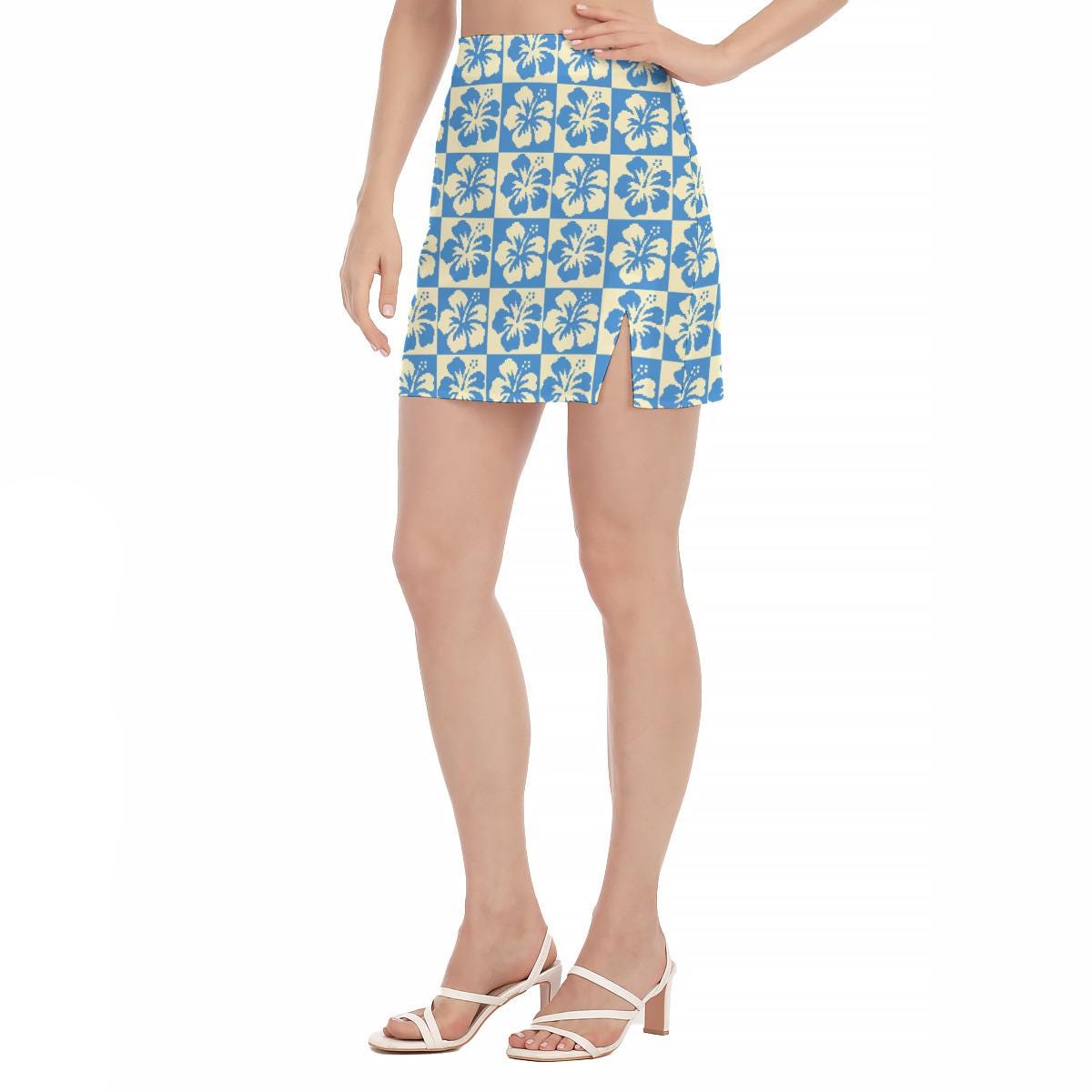 Hibiscus Mini Skirt - Koiki Gyaru - Skirt - blue