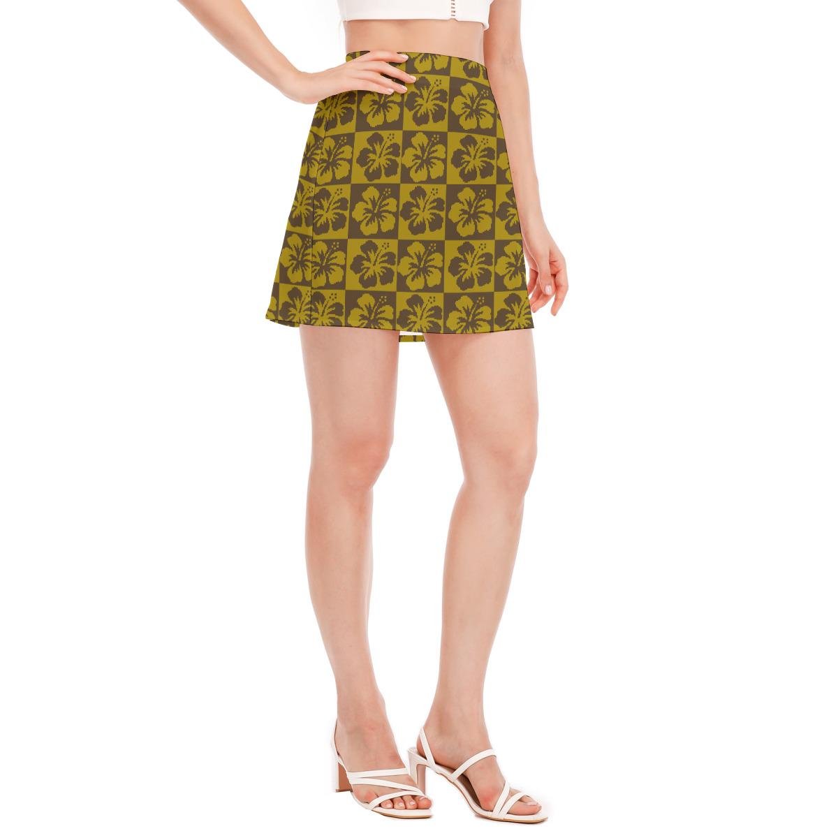 Hibiscus Mini Skirt - Koiki Gyaru - Skirt - brown