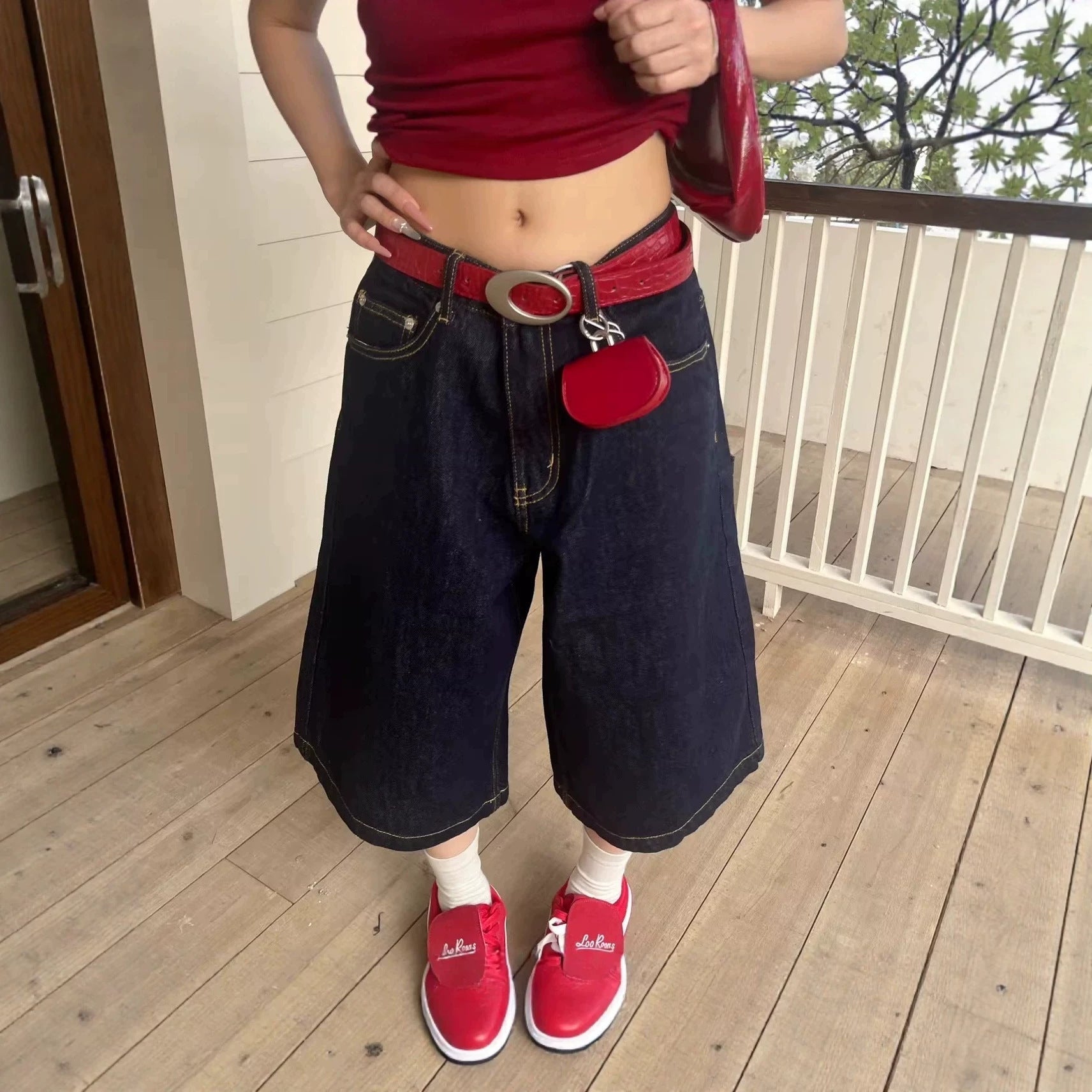 High Waist Amekaji Denim Shorts - Koiki Gyaru - Shorts - 