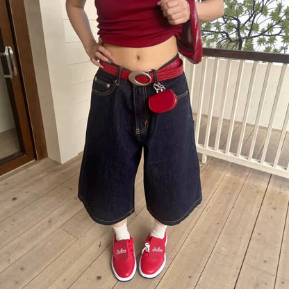 High Waist Amekaji Denim Shorts - Koiki Gyaru - Shorts - 