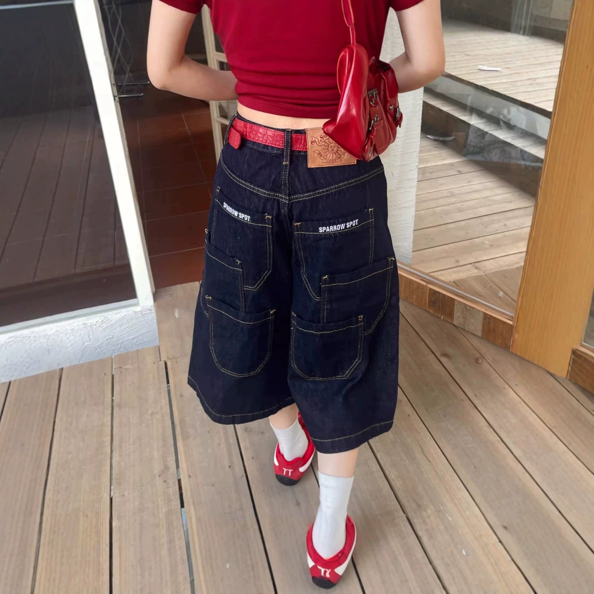 High Waist Amekaji Denim Shorts - Koiki Gyaru - Shorts - 
