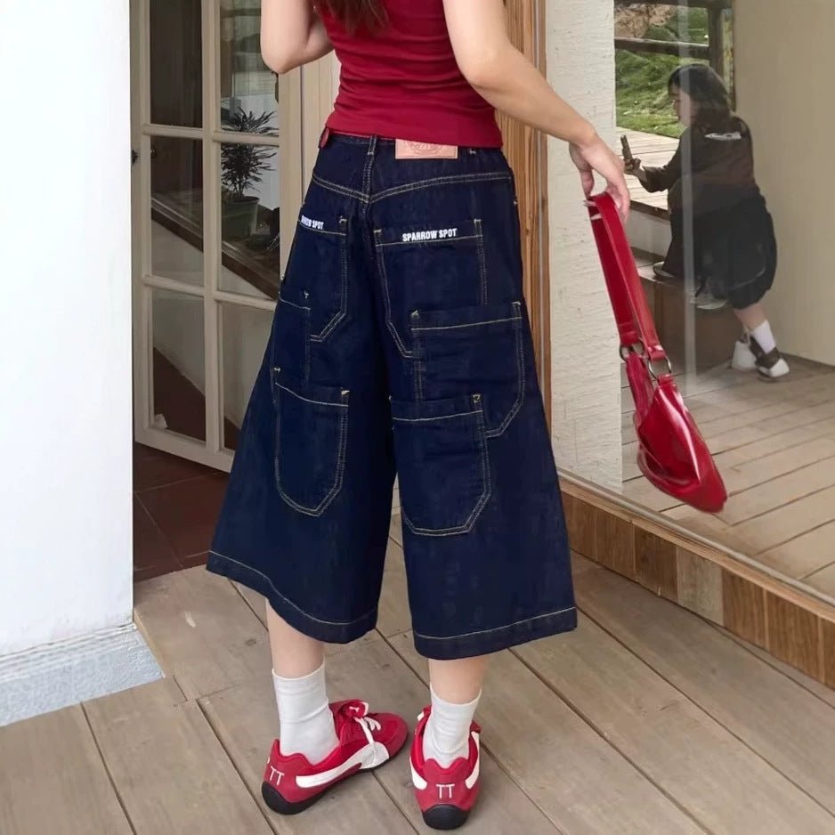 High Waist Amekaji Denim Shorts - Koiki Gyaru - Shorts - 