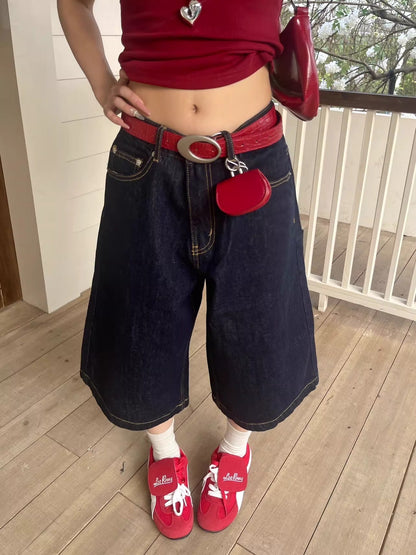 High Waist Amekaji Denim Shorts - Koiki Gyaru - Shorts - 