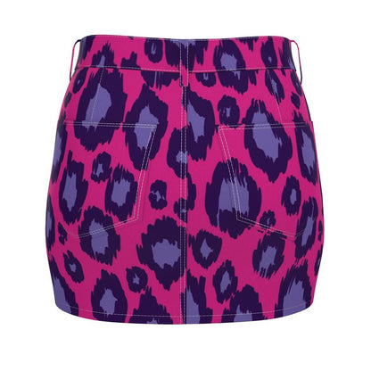 Hot Pink Denim Mini Skirt - Koiki Gyaru - Denim Mini Skirt -