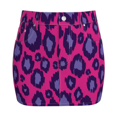 Hot Pink Denim Mini Skirt - Koiki Gyaru - Denim Mini Skirt -