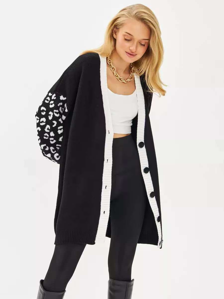 Leopard Print Knit Cardigan - Koiki Gyaru - Cardigan - 