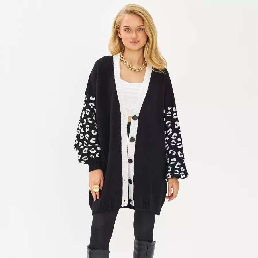 Leopard Print Knit Cardigan - Koiki Gyaru - Cardigan - 