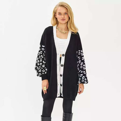 Leopard Print Knit Cardigan - Koiki Gyaru - Cardigan - 