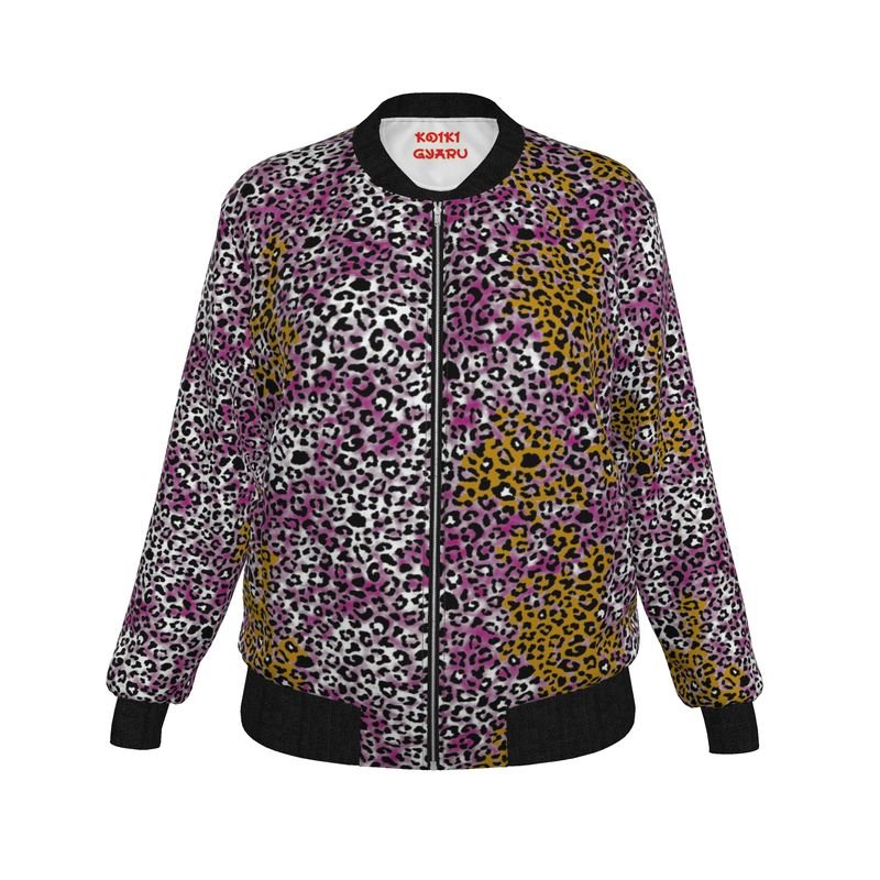 Multi Colour Leopard Print Bomber Jacket - Koiki Gyaru - Ladies Bomber Jacket - 