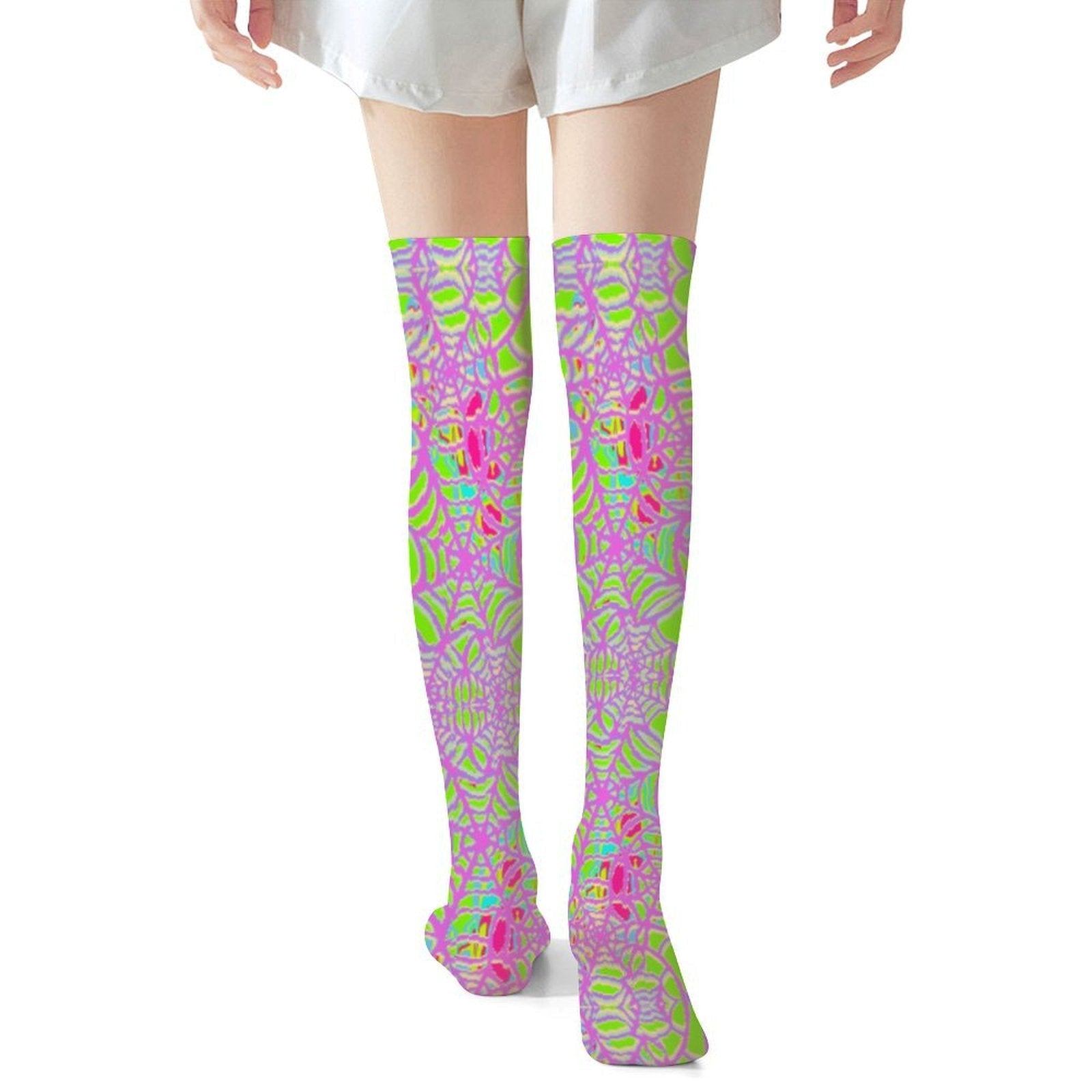 Neon Webs Trendy Stockings (Long) - Koiki Gyaru - Accessory - 