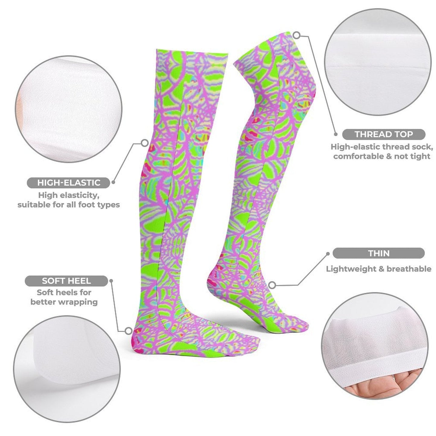 Neon Webs Trendy Stockings (Long) - Koiki Gyaru - Accessory - 