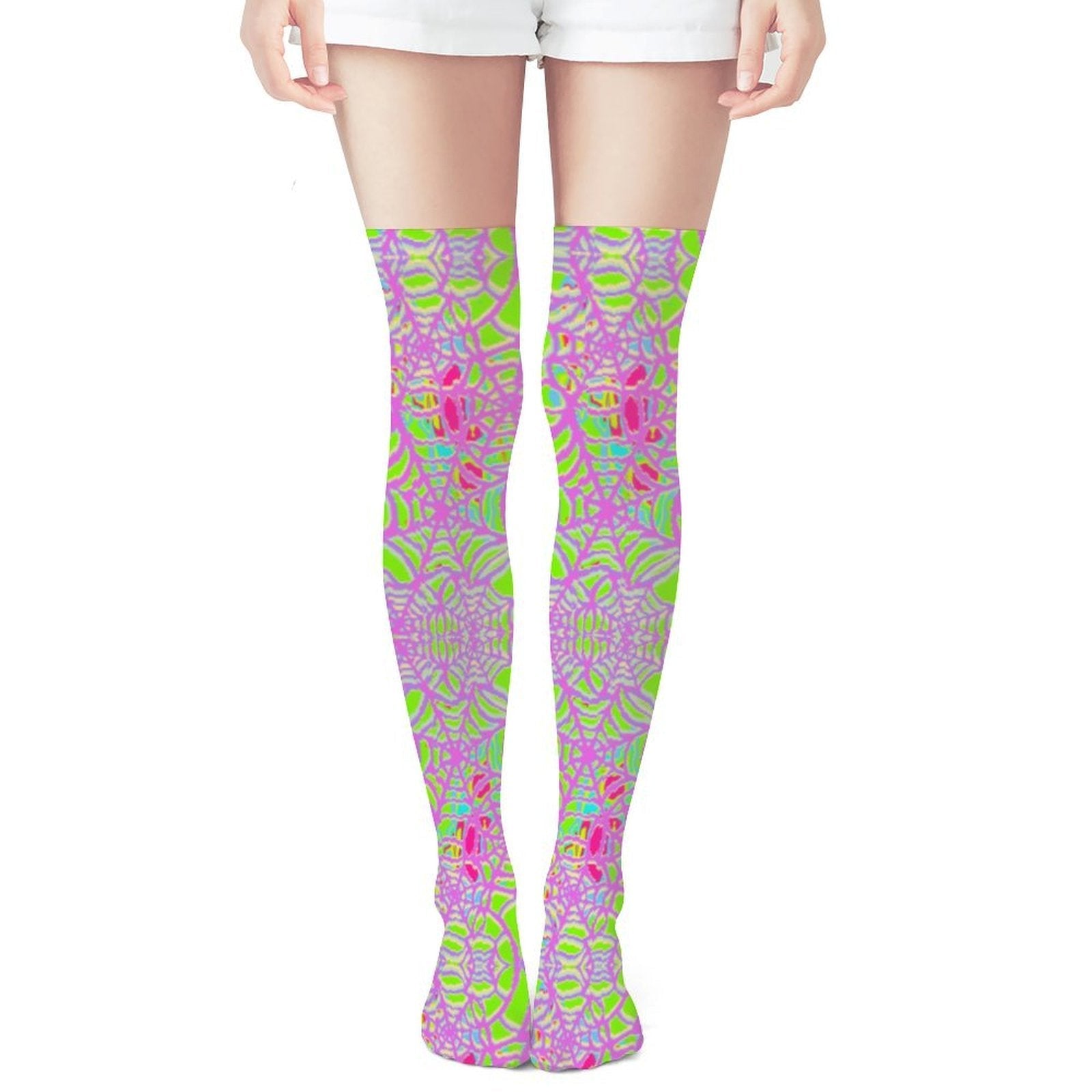 Neon Webs Trendy Stockings (Long) - Koiki Gyaru - Accessory - 