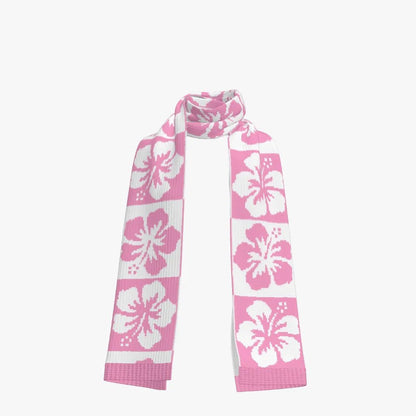 Pink Hibiscus Knitted Scarf - Koiki Gyaru - Scarf - 