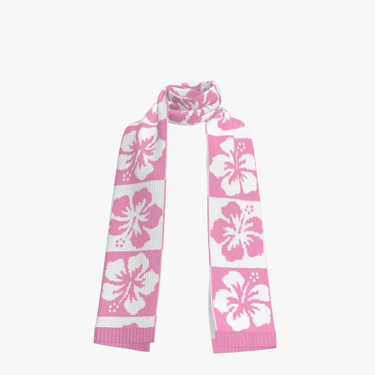 Pink Hibiscus Knitted Scarf - Koiki Gyaru - Scarf - 