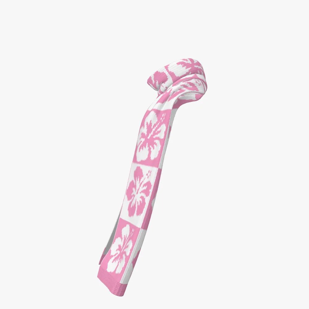 Pink Hibiscus Knitted Scarf - Koiki Gyaru - Scarf - 