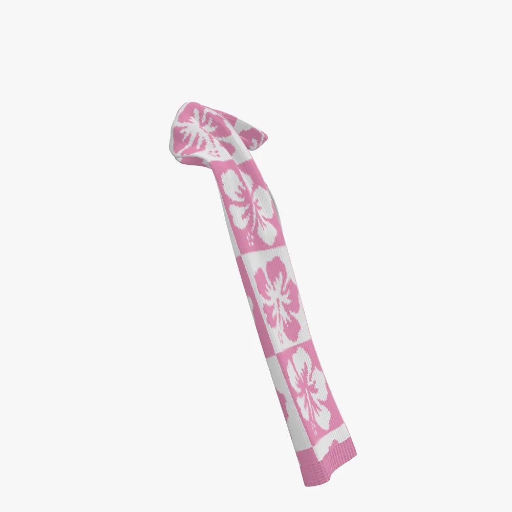 Pink Hibiscus Knitted Scarf - Koiki Gyaru - Scarf - 