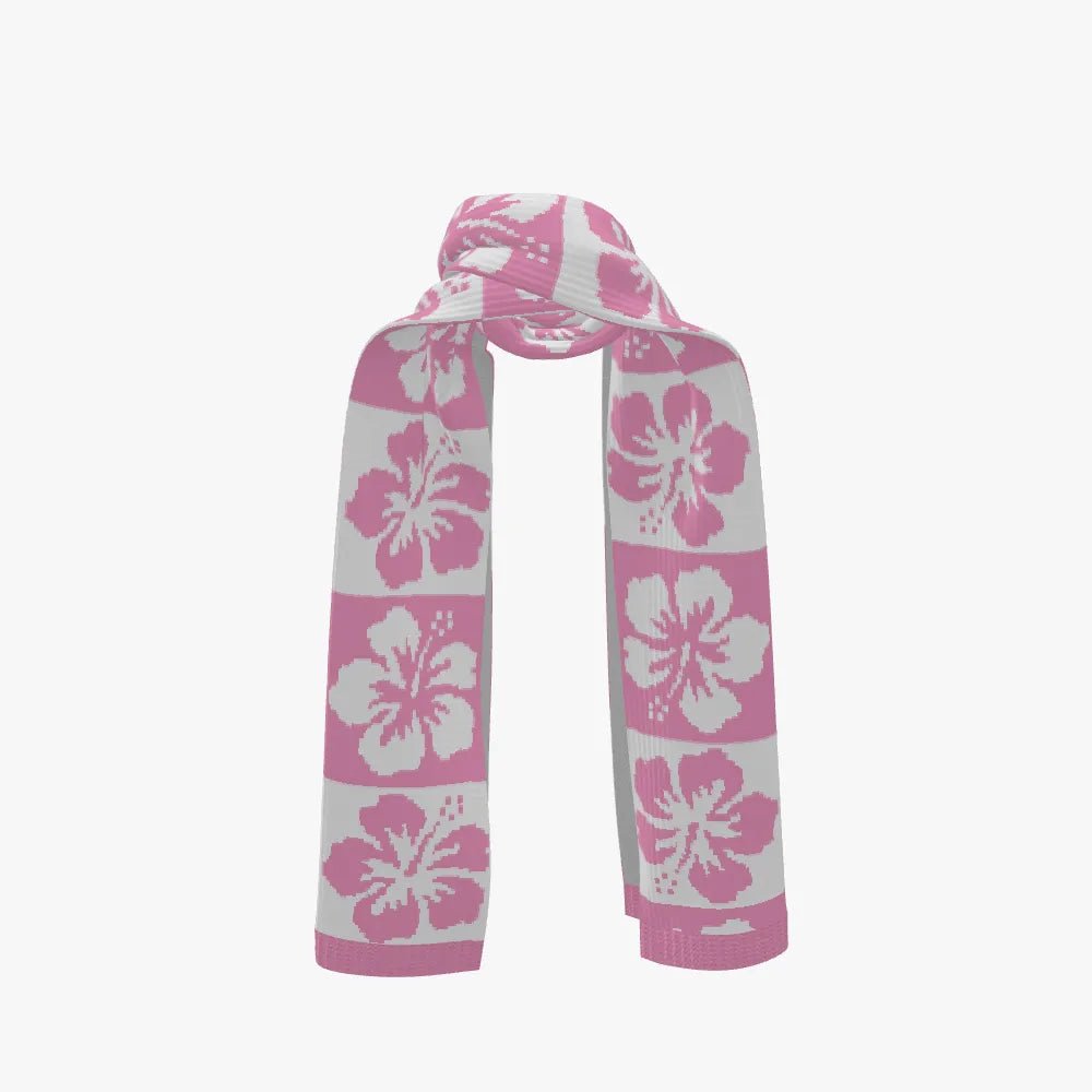 Pink Hibiscus Knitted Scarf - Koiki Gyaru - Scarf - 