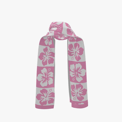 Pink Hibiscus Knitted Scarf - Koiki Gyaru - Scarf - 
