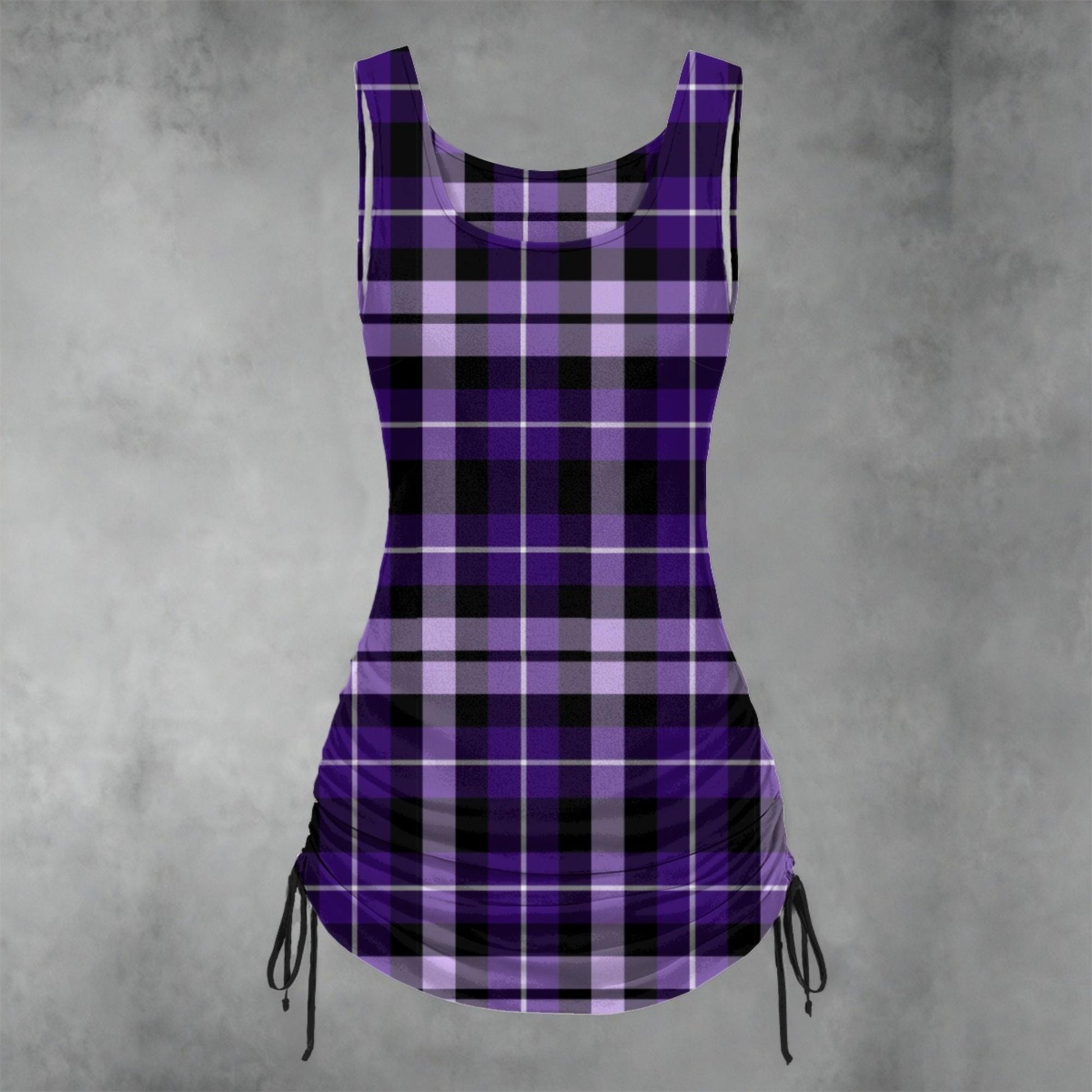 Plaid Ruched Dress - Koiki Gyaru - Dress - purple