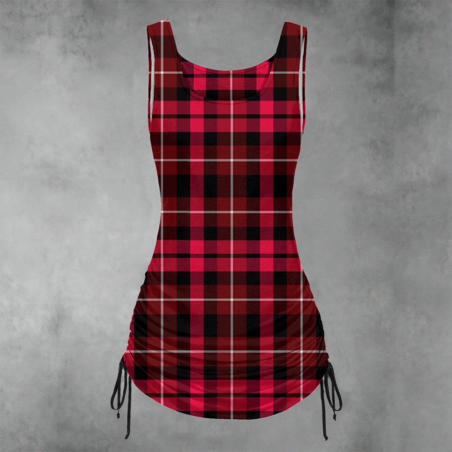 Plaid Ruched Dress - Koiki Gyaru - Dress - red