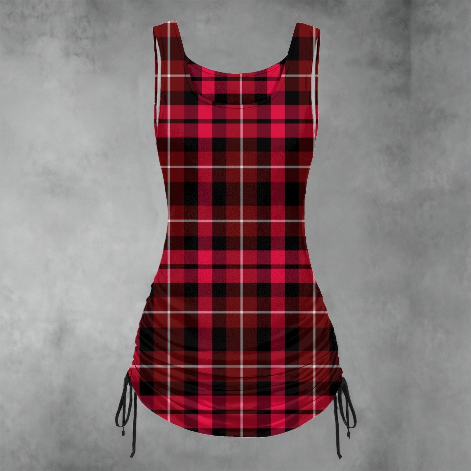 Plaid Ruched Dress - Koiki Gyaru - Dress - red
