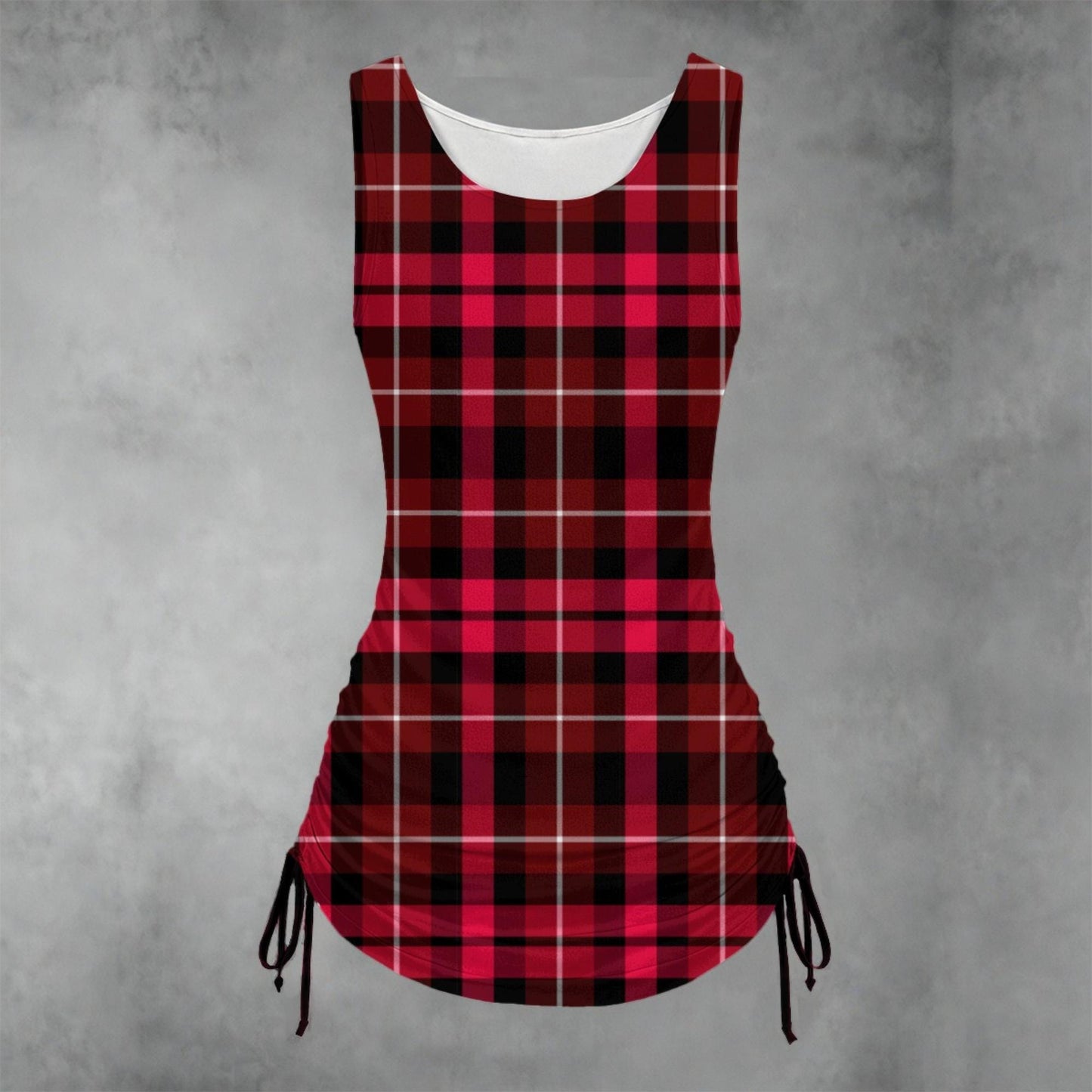 Plaid Ruched Dress - Koiki Gyaru - Dress - red