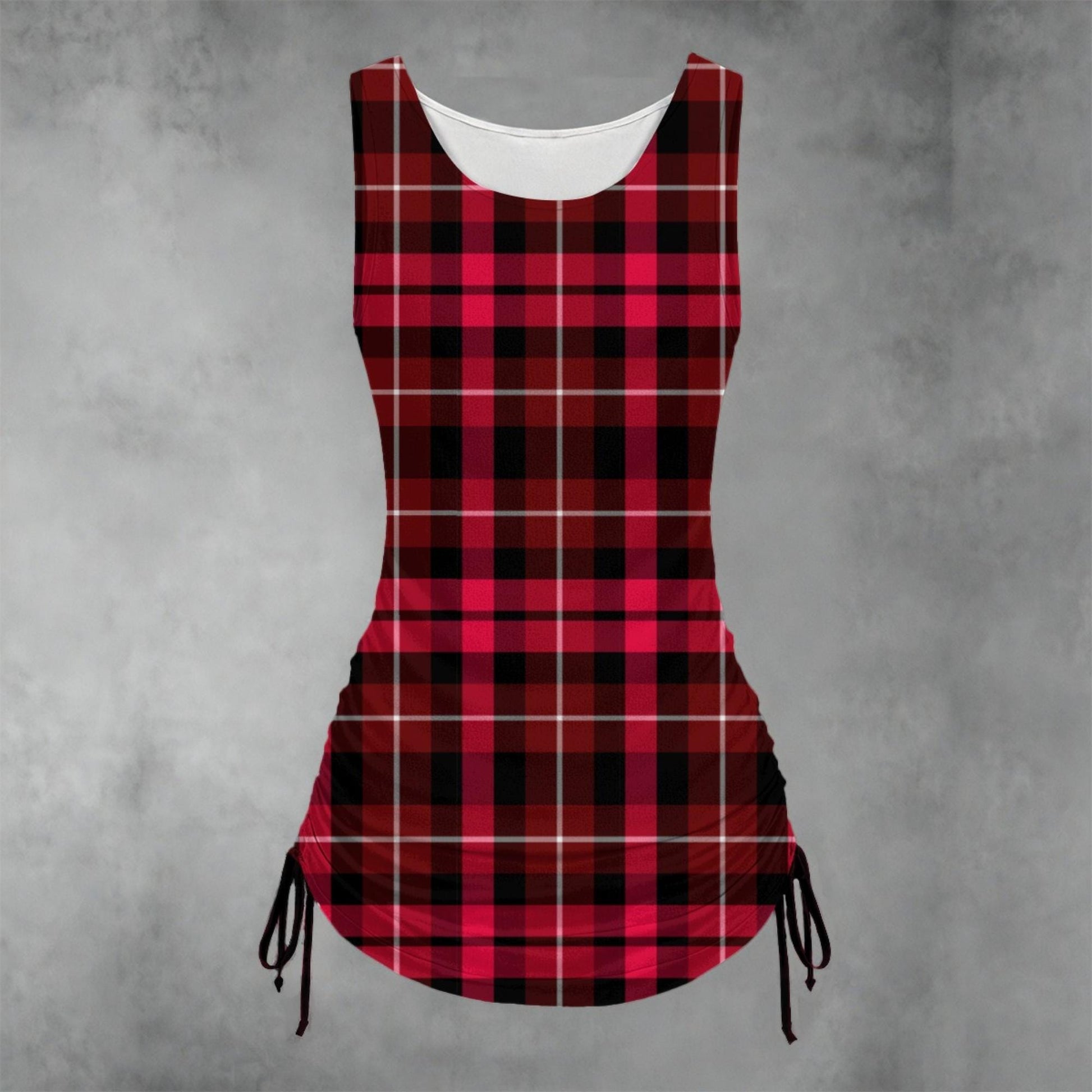 Plaid Ruched Dress - Koiki Gyaru - Dress - red