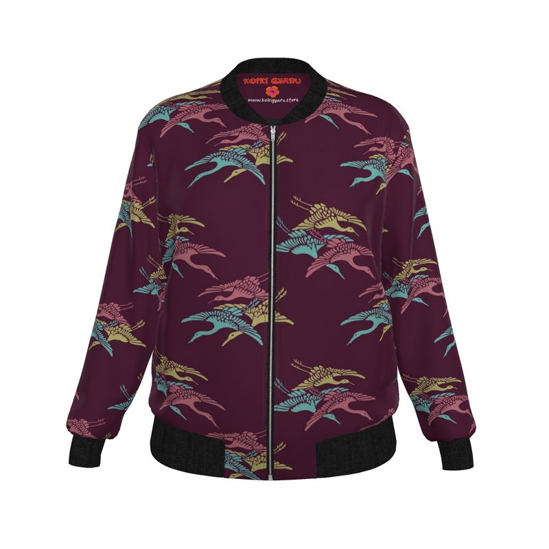 Plum Cranes Bomber Jacket - Koiki Gyaru - Bomber Jacket - 