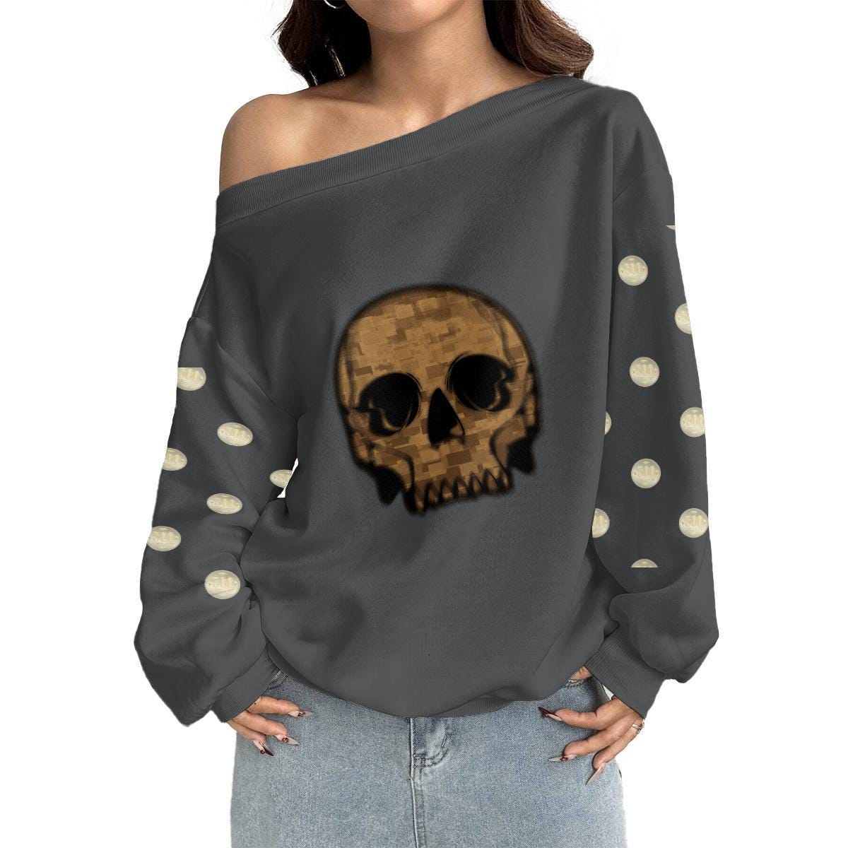 Plus Size Micro Fleece Sweatshirt - Koiki Gyaru - Sweater - 