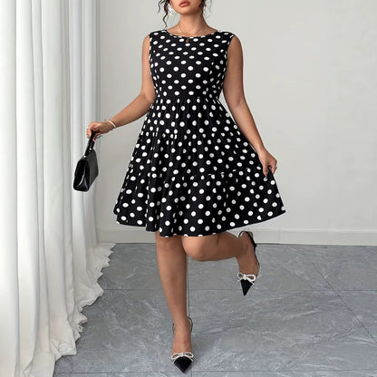 Polka Dot Print Dress with Bow and Pearls - Koiki Gyaru - Dress - 